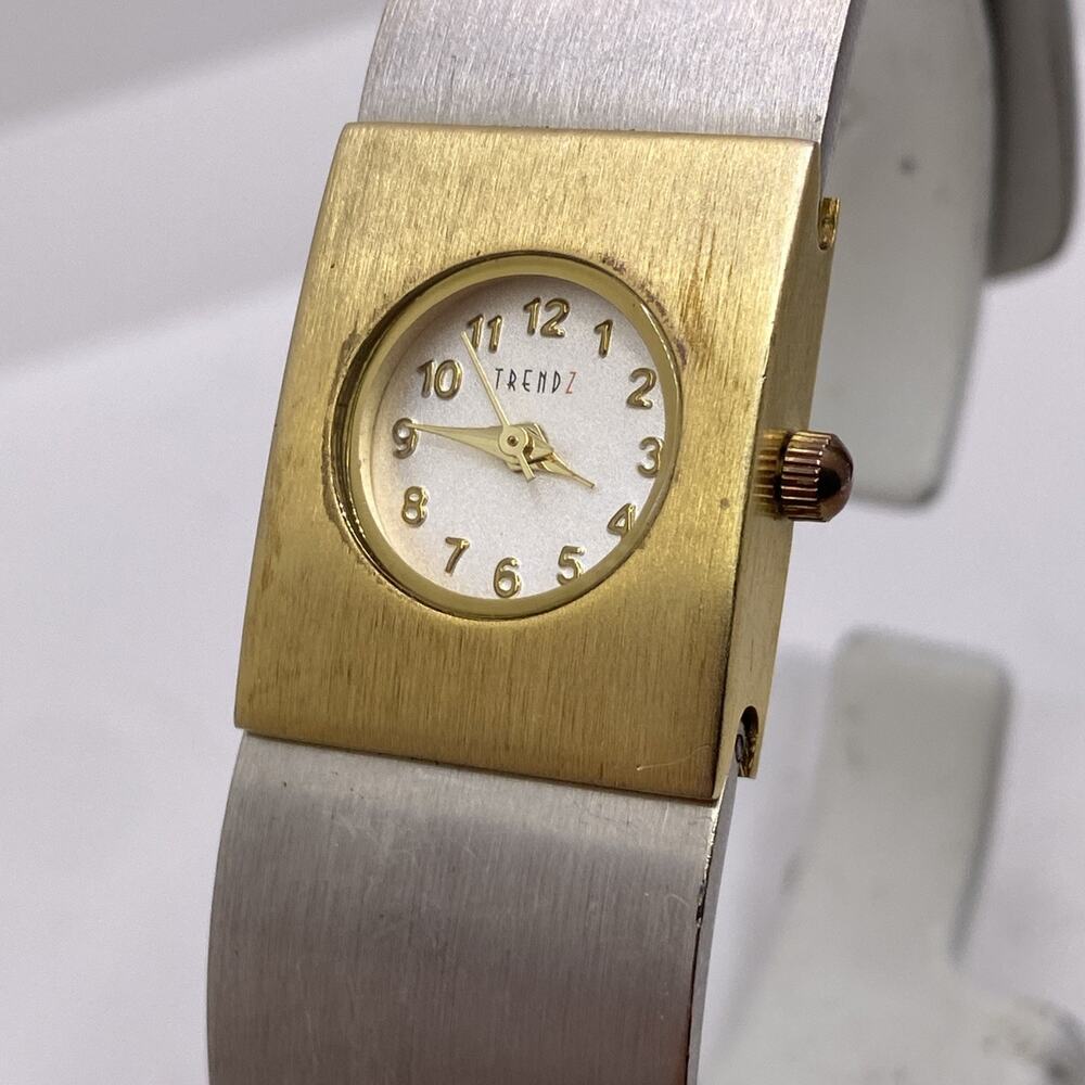 Trendz Womens Silver Gold Vintage Cuff Bangle Watch New Battery